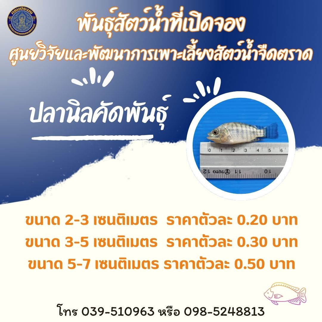 พันธุ์สัตว์น้ำที่เปิดจองประจำเดือน มกราคม 2569 (ข้อมูล ณวันที่ 19 มกราคม 2569)..คลิก