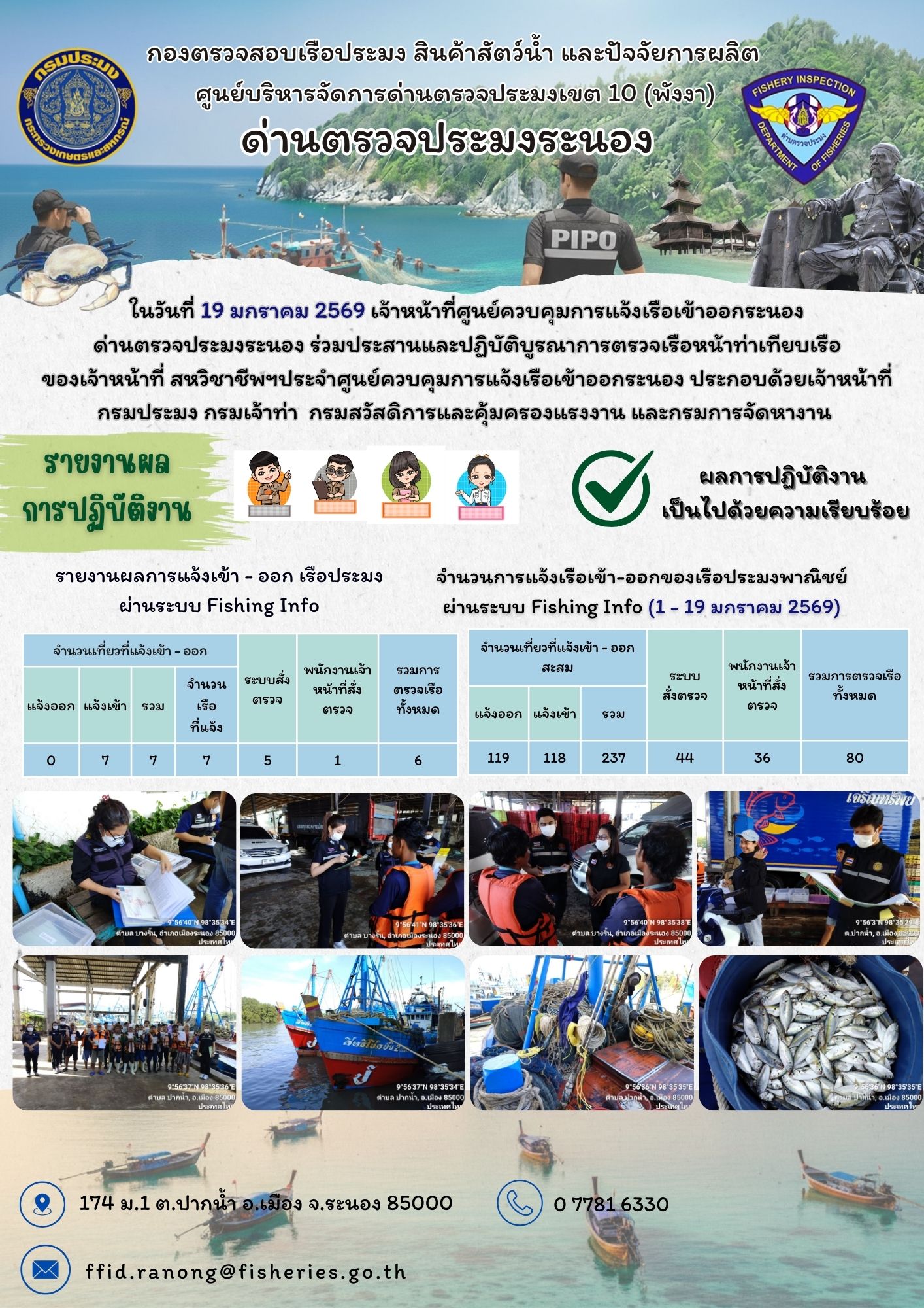 ตรวจสอบเรือประมงพาณิชย์ ณ ท่าเทียบเรือประมง