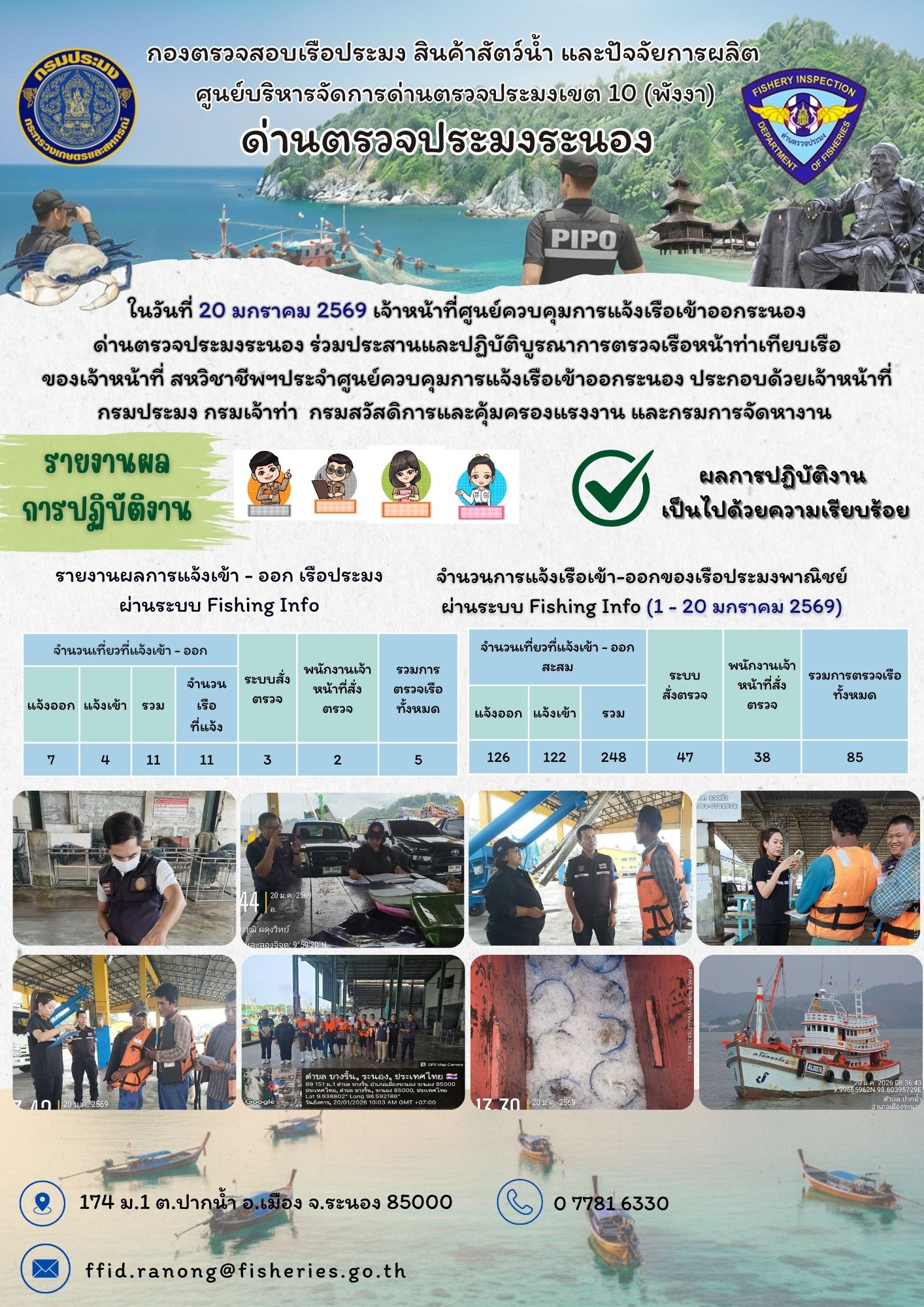 ตรวจสอบเรือประมงพาณิชย์ ณ ท่าเทียบเรือประมง