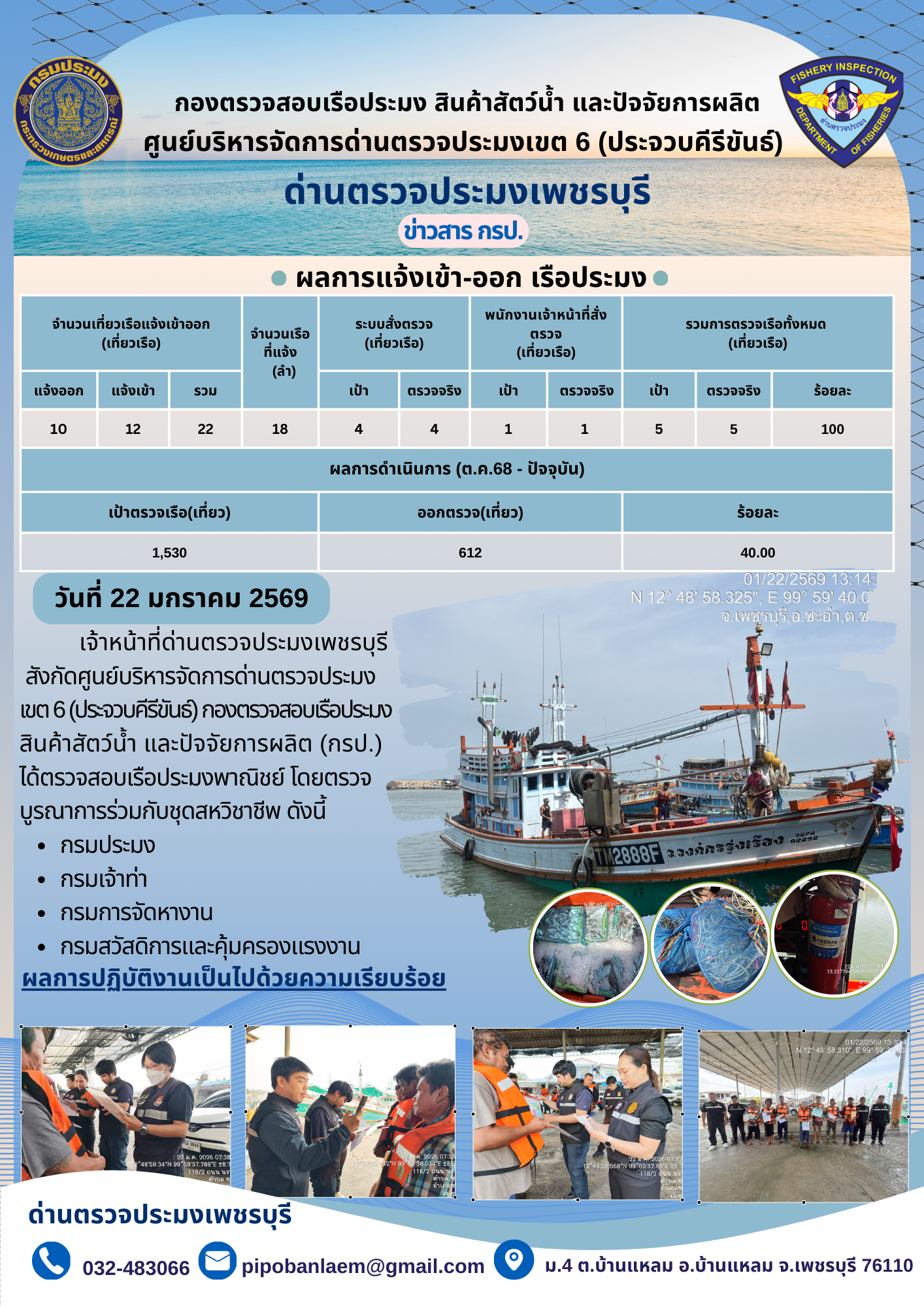 ข่าวประชาสัมพันธ์ ด่านตรวจประมงเพชรบุรี..คลิก