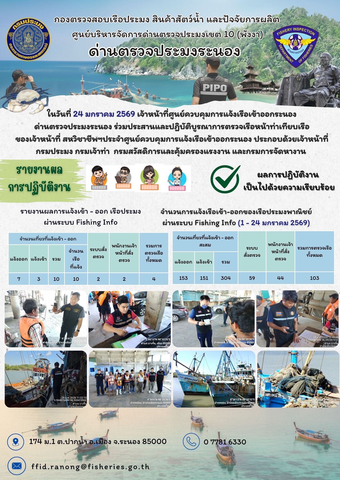 ตรวจสอบเรือประมงพาณิชย์ ณ ท่าเทียบเรือประมง