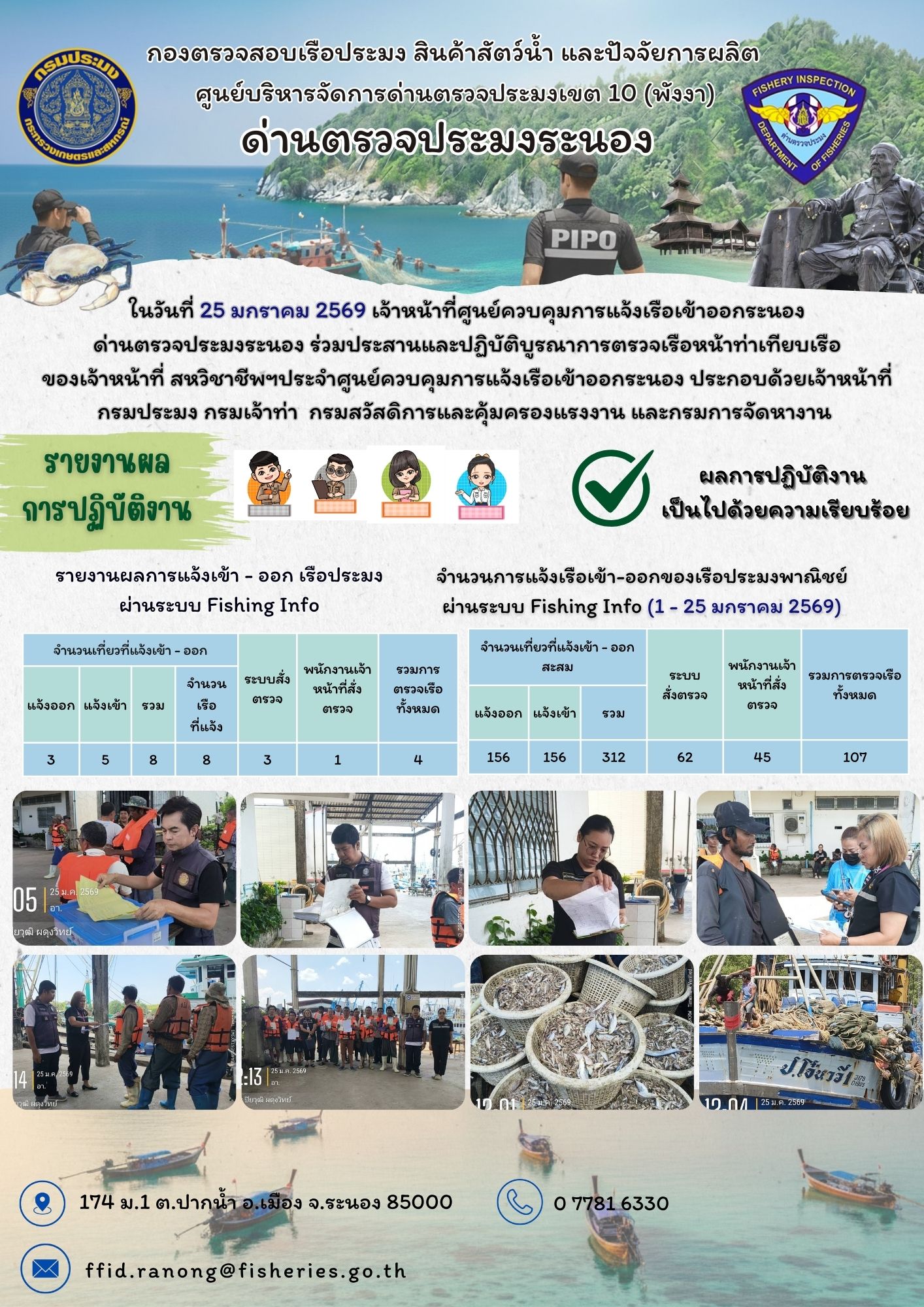 ตรวจสอบเรือประมงพาณิชย์ ณ ท่าเทียบเรือประมง