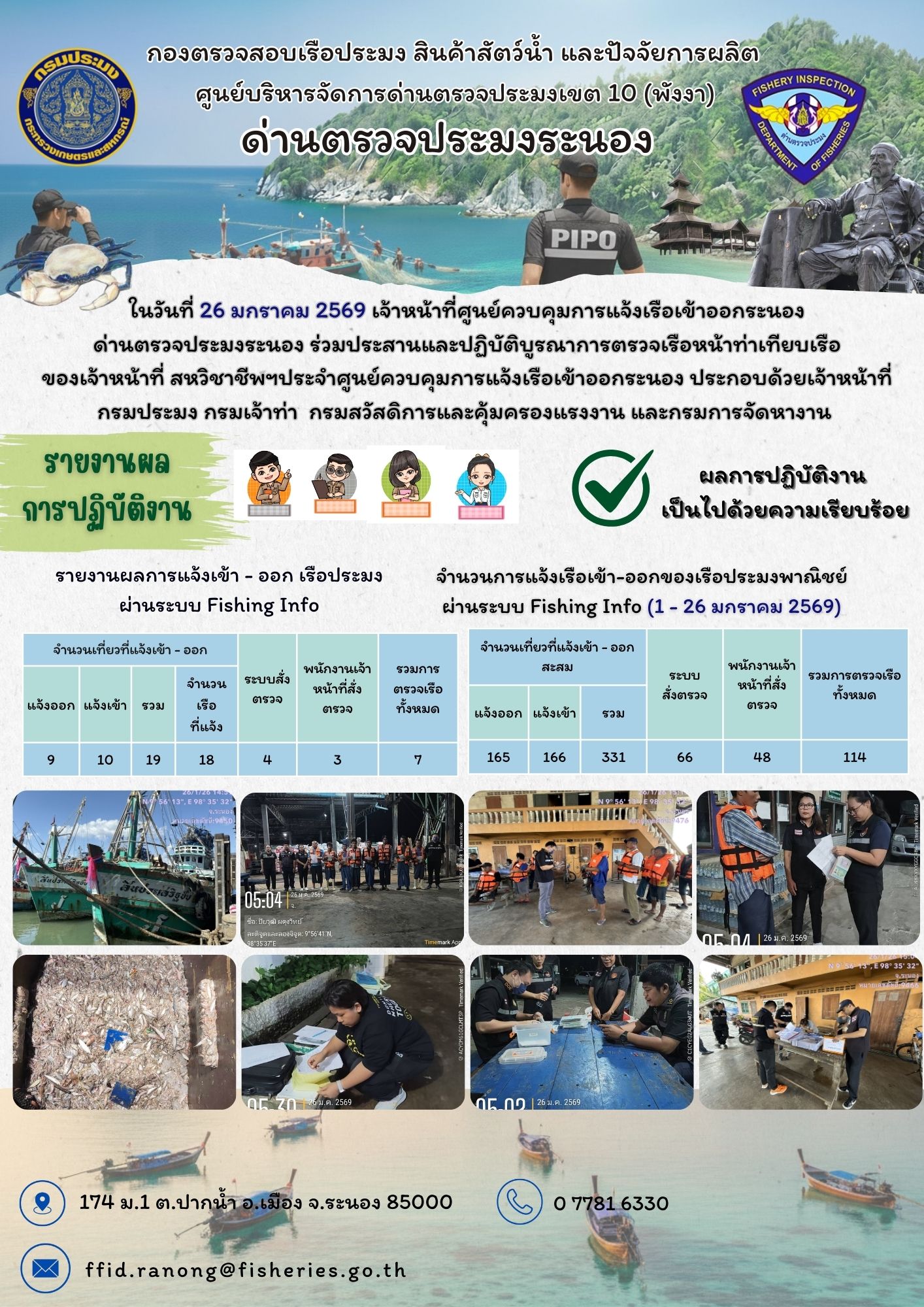 ตรวจสอบเรือประมงพาณิชย์ ณ ท่าเทียบเรือประมง