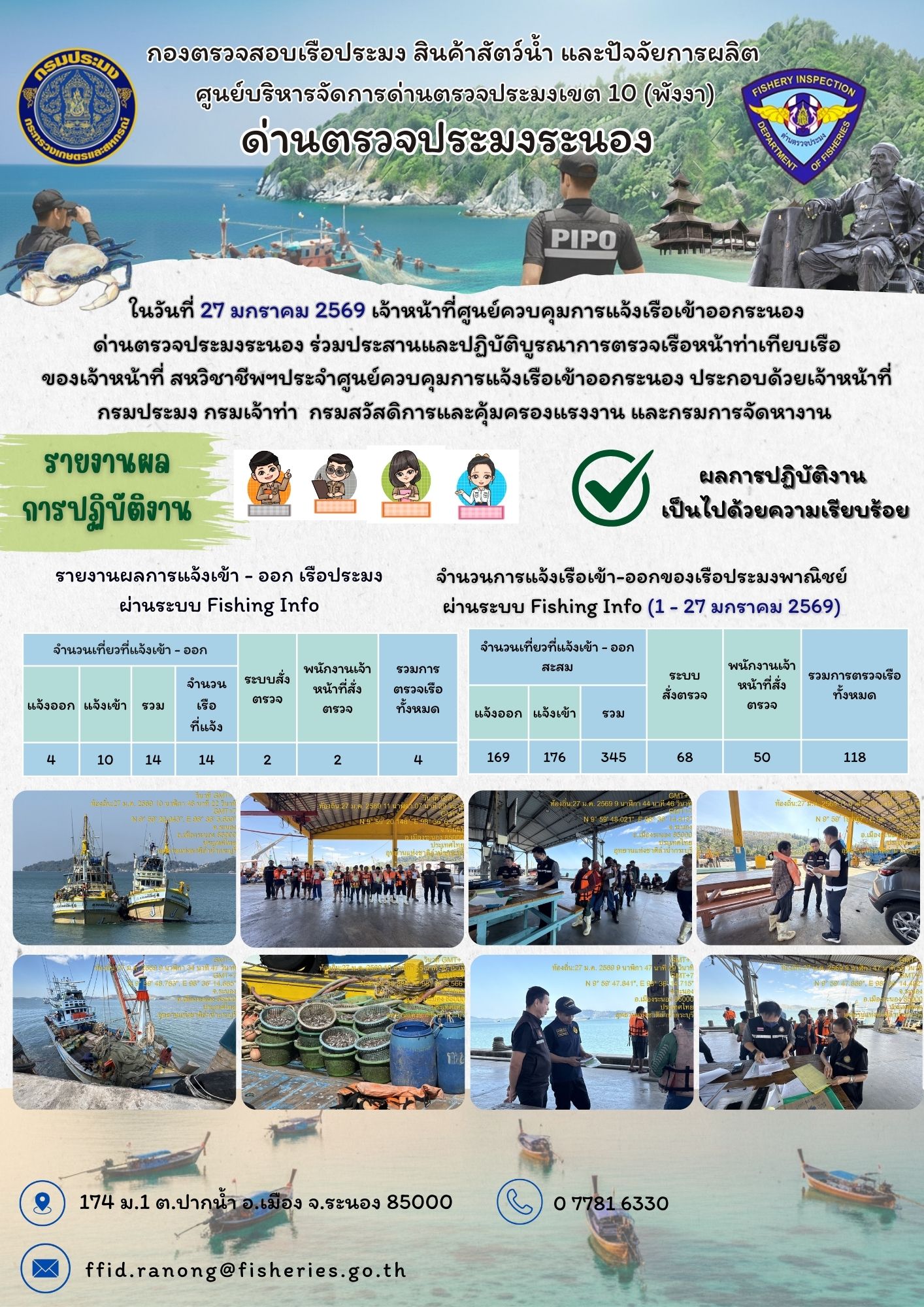 ตรวจสอบเรือประมงพาณิชย์ ณ ท่าเทียบเรือประมง