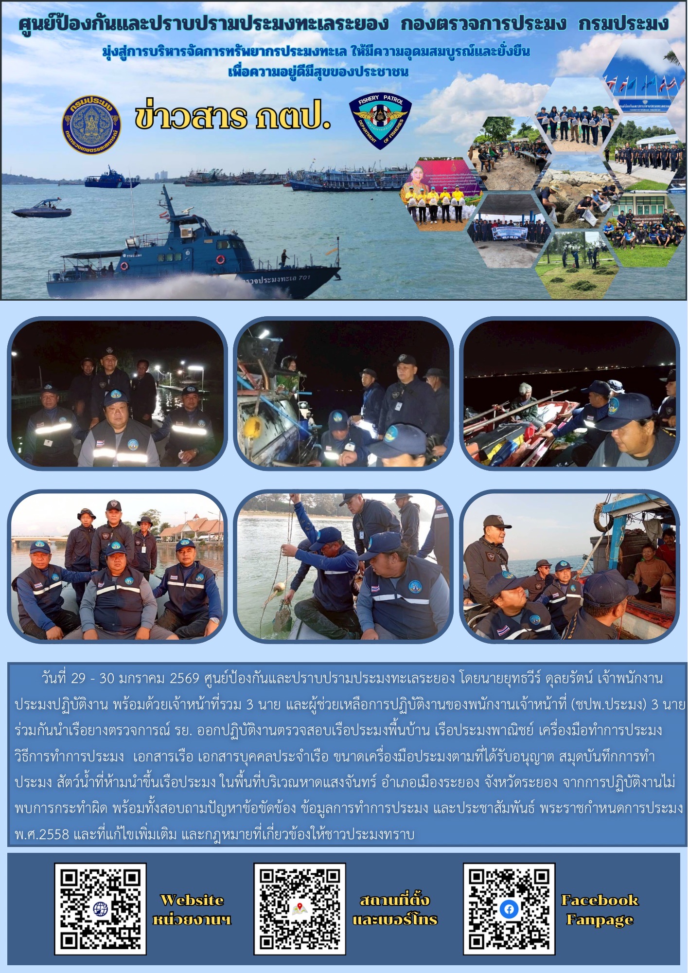 ออกปฏิบัติงานร่วมกับผู้ช่วยเหลือการปฏิบัติงานของพนักงานเจ้าหน้าที่ (ชปพ.ประมง)