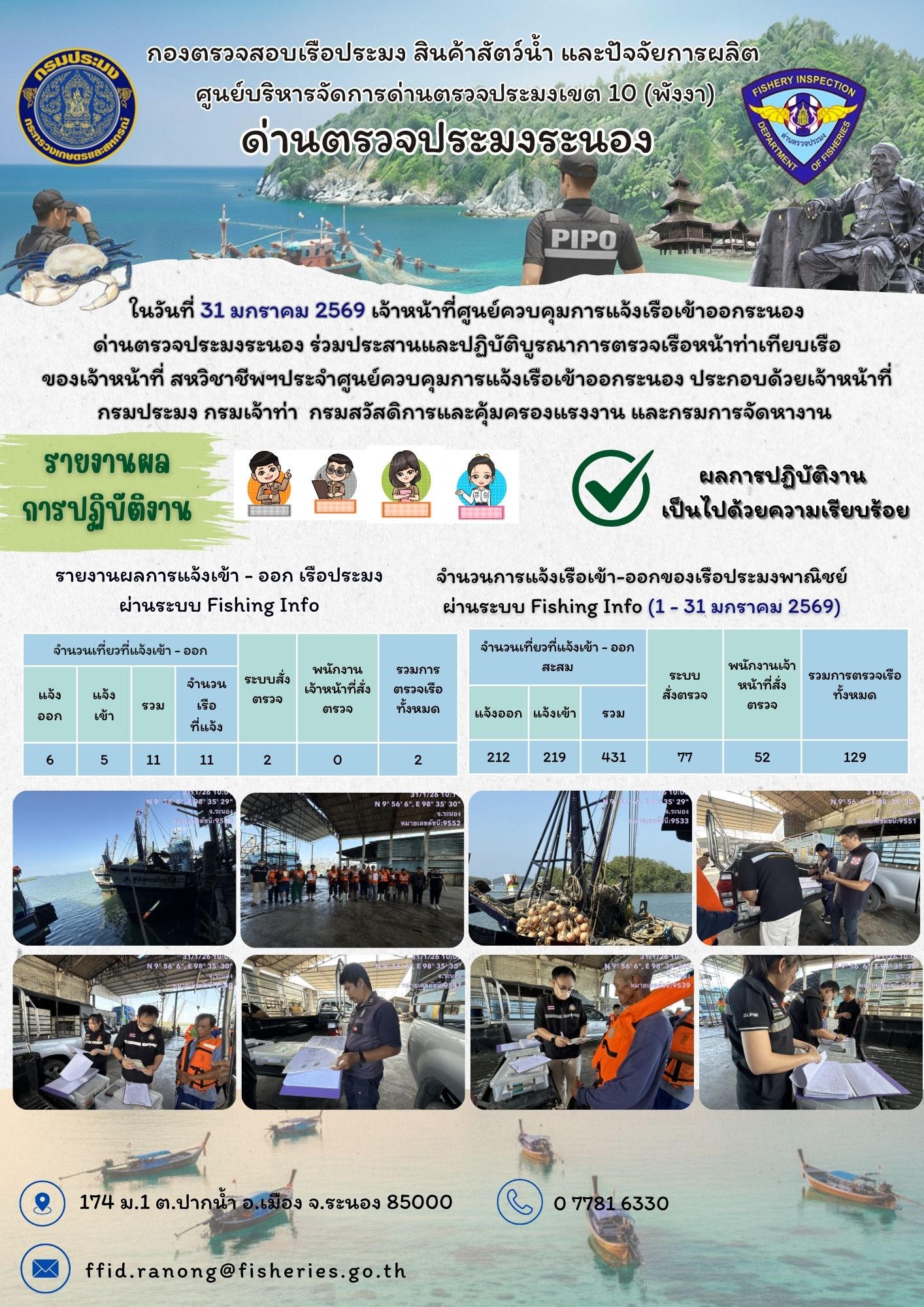 ตรวจสอบเรือประมงพาณิชย์ ณ ท่าเทียบเรือประมง..คลิก