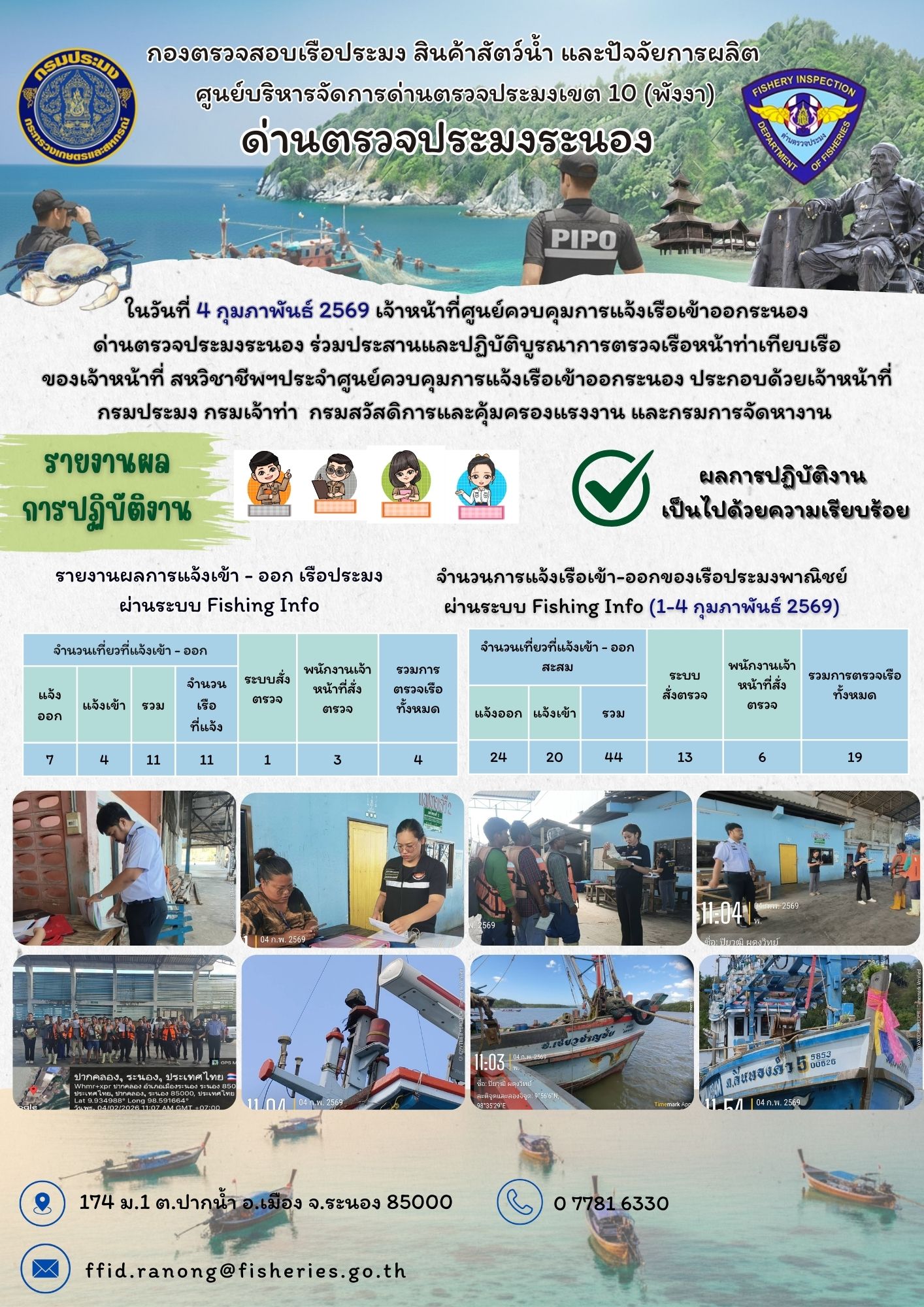 ตรวจสอบเรือประมงพาณิชย์ ณ ท่าเทียบเรือประมง