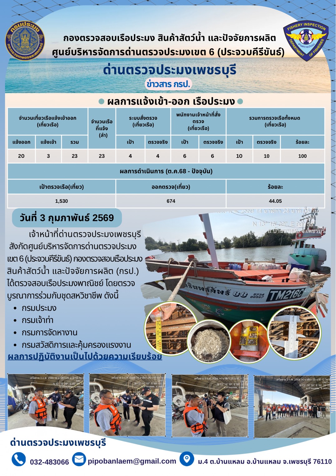 ข่าวประชาสัมพันธ์ ด่านตรวจประมงเพชรบุรี..คลิก