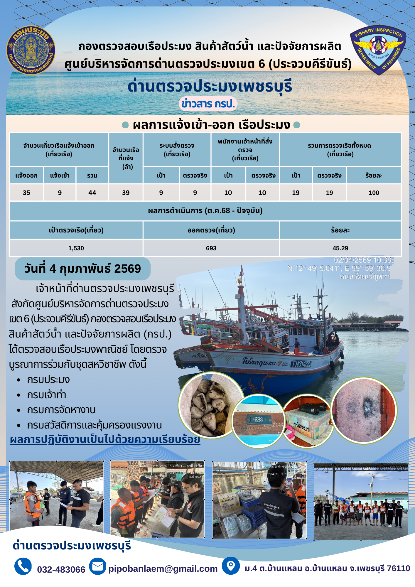 ข่าวประชาสัมพันธ์ ด่านตรวจประมงเพชรบุรี..คลิก