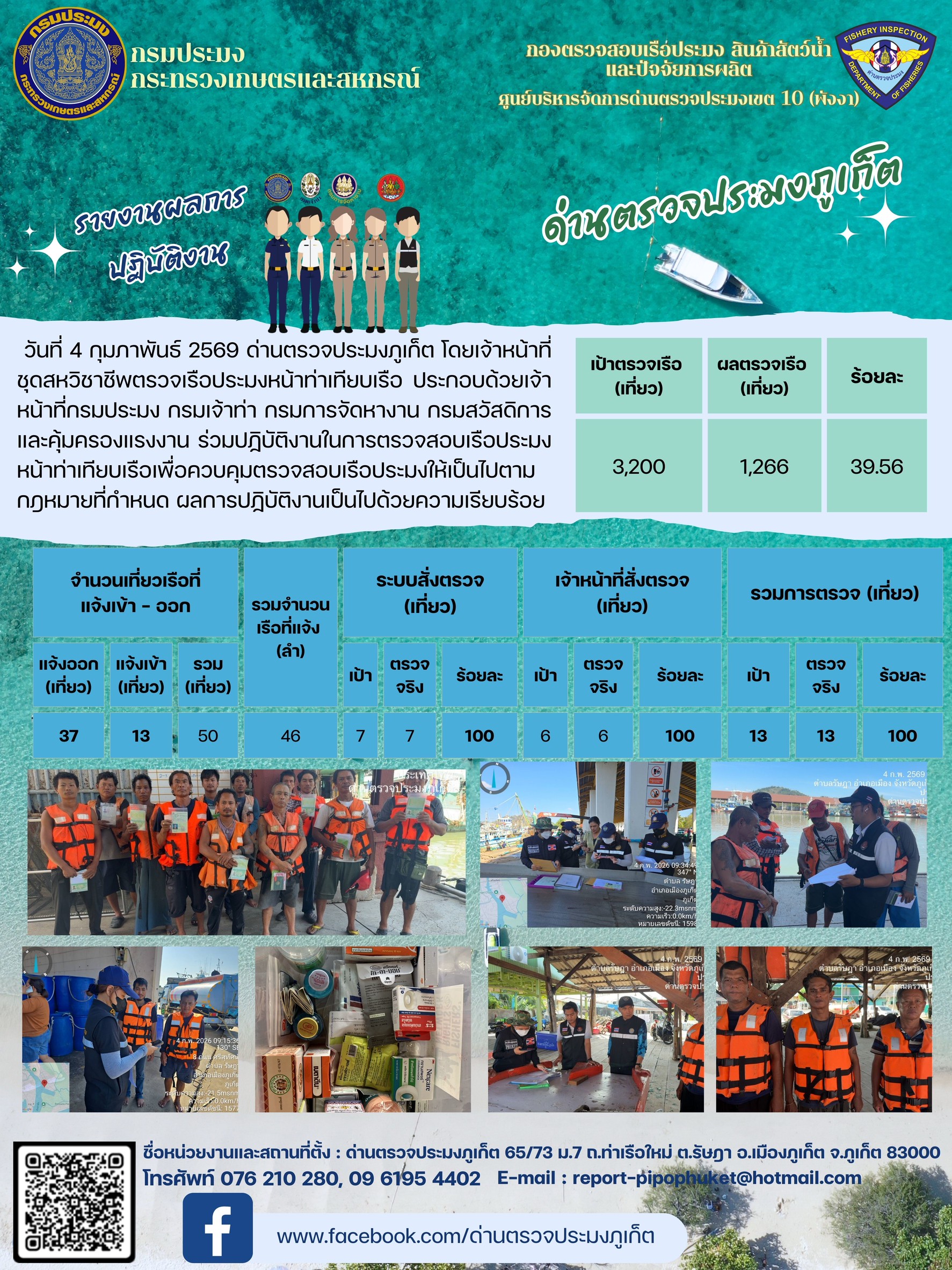 ข่าวประชาสัมพันธ์กิจกรรมการตรวจเรือประมงพาณิชย์แจ้งเข้า - ออก วันที่  04 กุมภาพันธ์ 2569