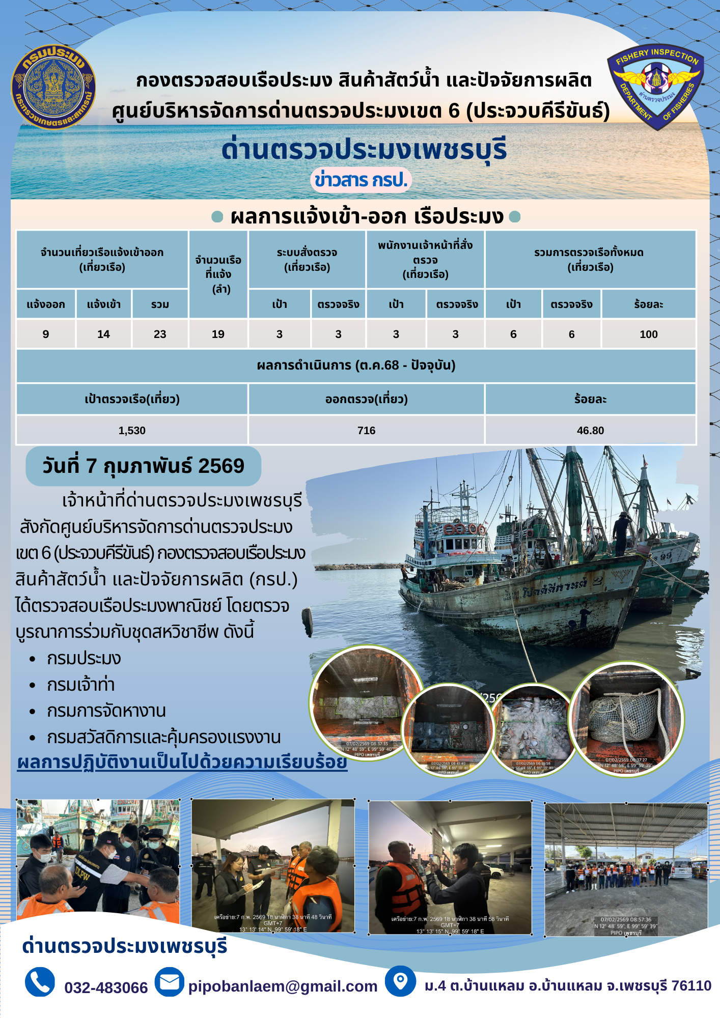 ข่าวประชาสัมพันธ์ ด่านตรวจประมงเพชรบุรี..คลิก