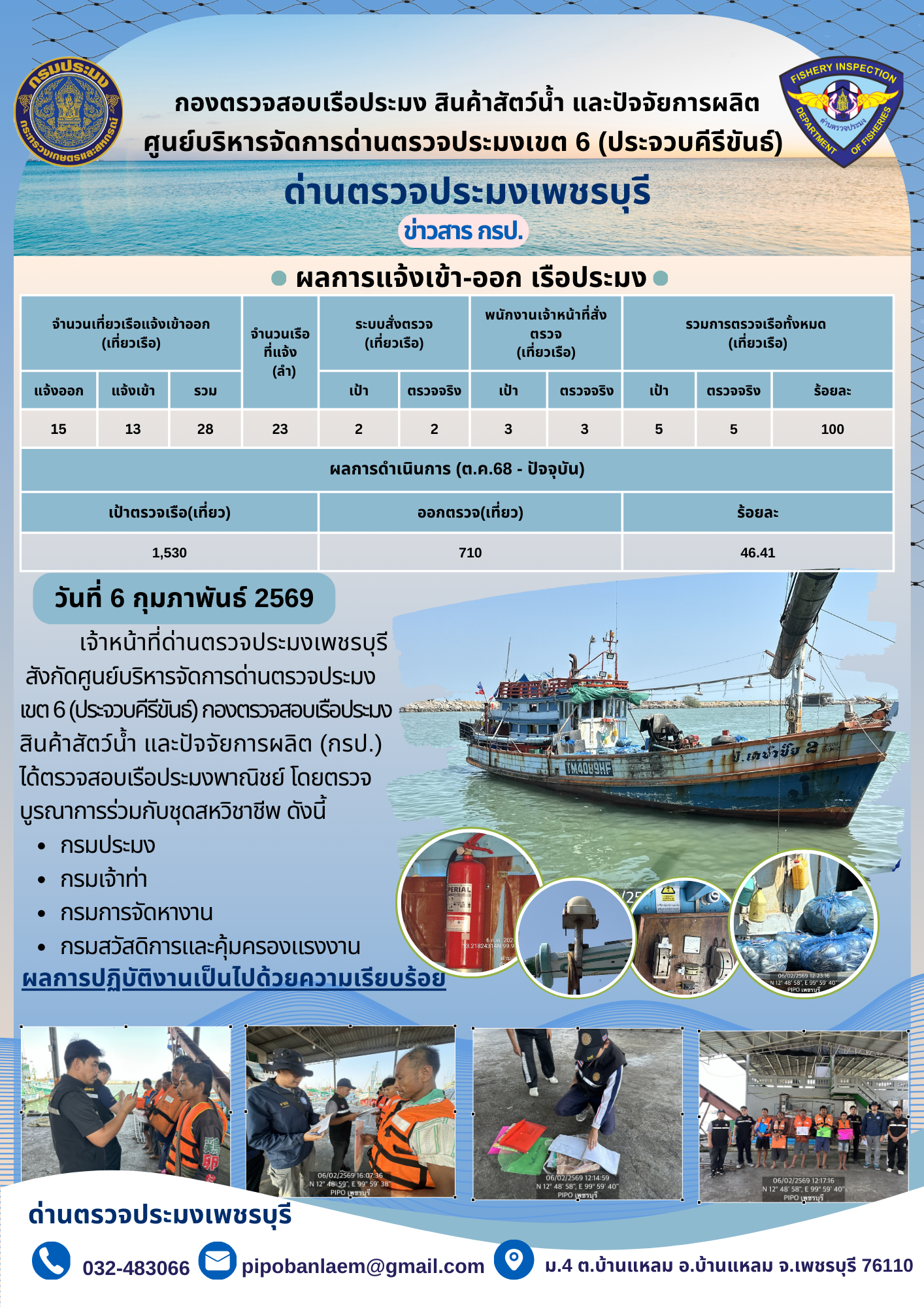 ตรวจสอบเรือประมงพาณิชย์ ณ ท่าเ