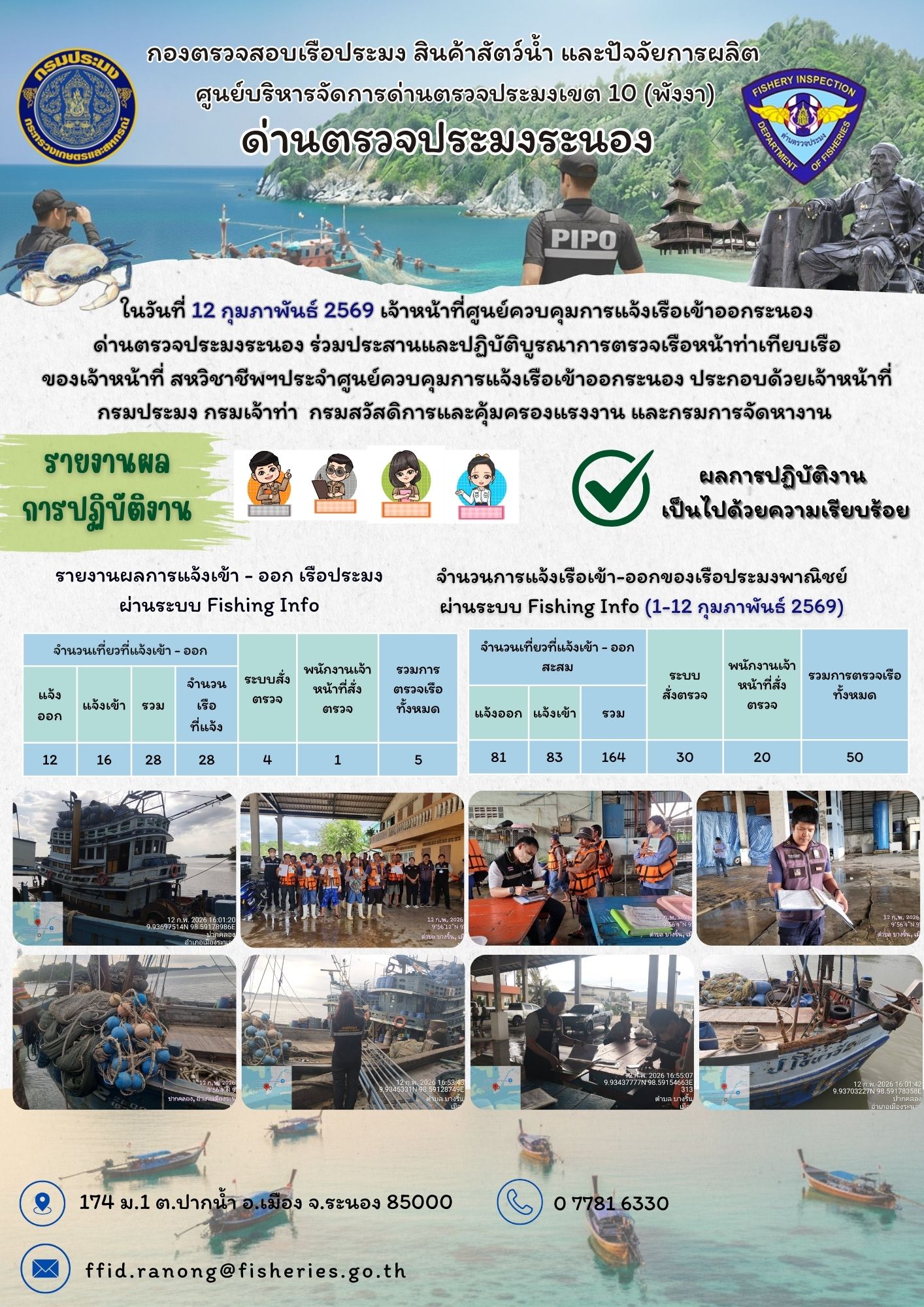 ตรวจสอบเรือประมงพาณิชย์ ณ ท่าเทียบเรือประมง