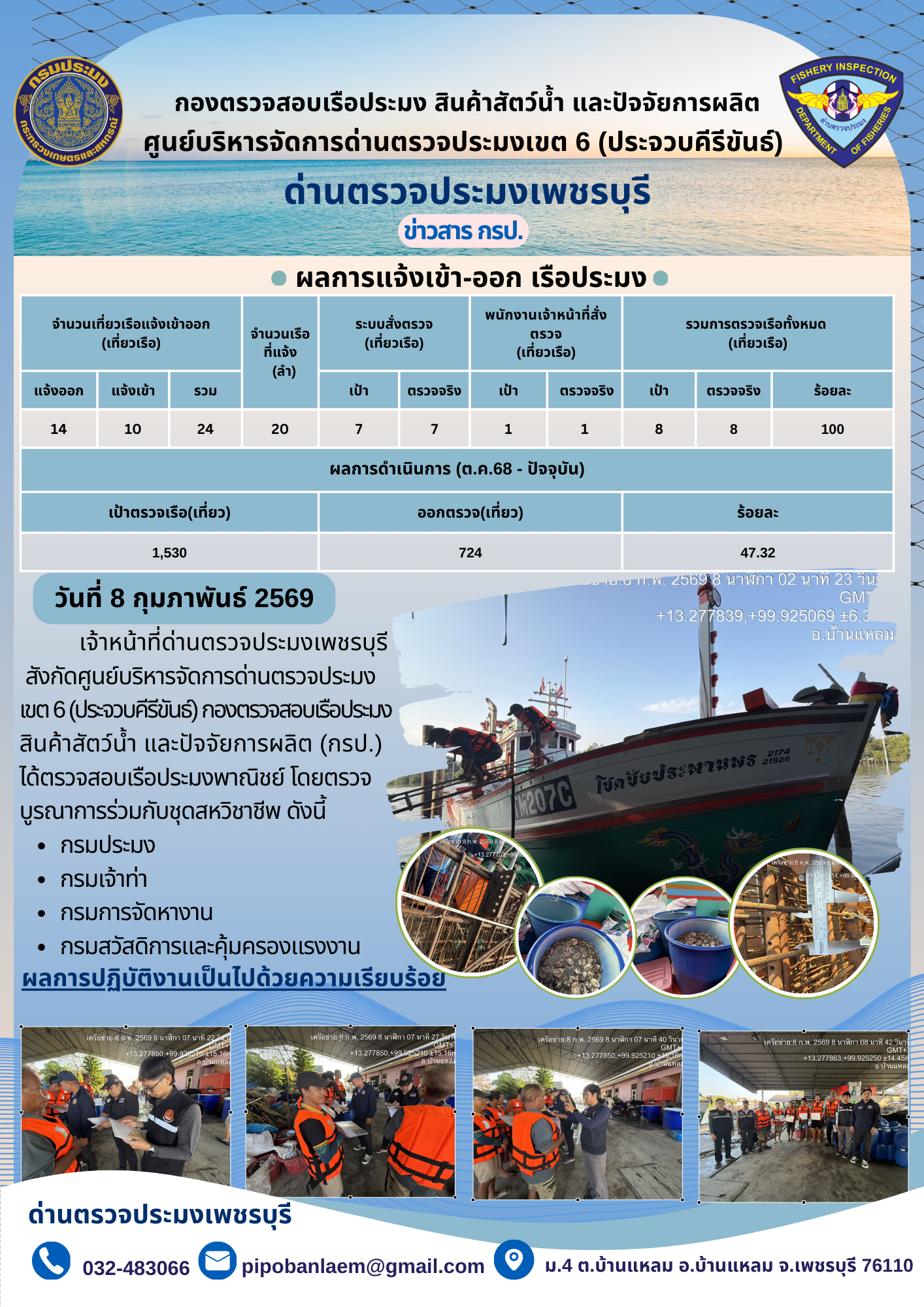 ข่าวประชาสัมพันธ์ ด่านตรวจประมงเพชรบุรี..คลิก