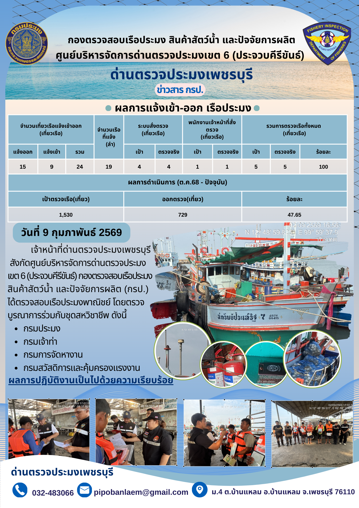 ข่าวประชาสัมพันธ์ ด่านตรวจประมงเพชรบุรี..คลิก