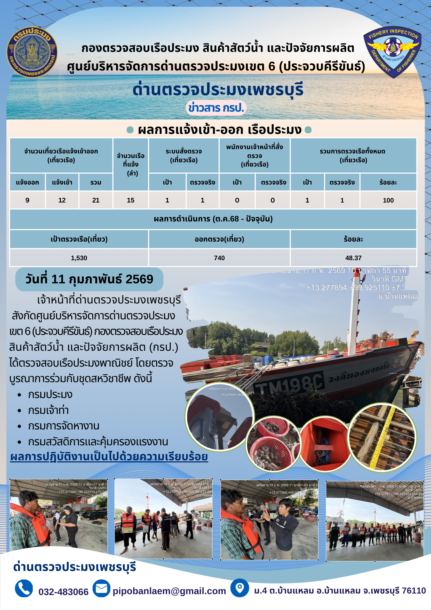 ข่าวประชาสัมพันธ์ ด่านตรวจประมงเพชรบุรี..คลิก