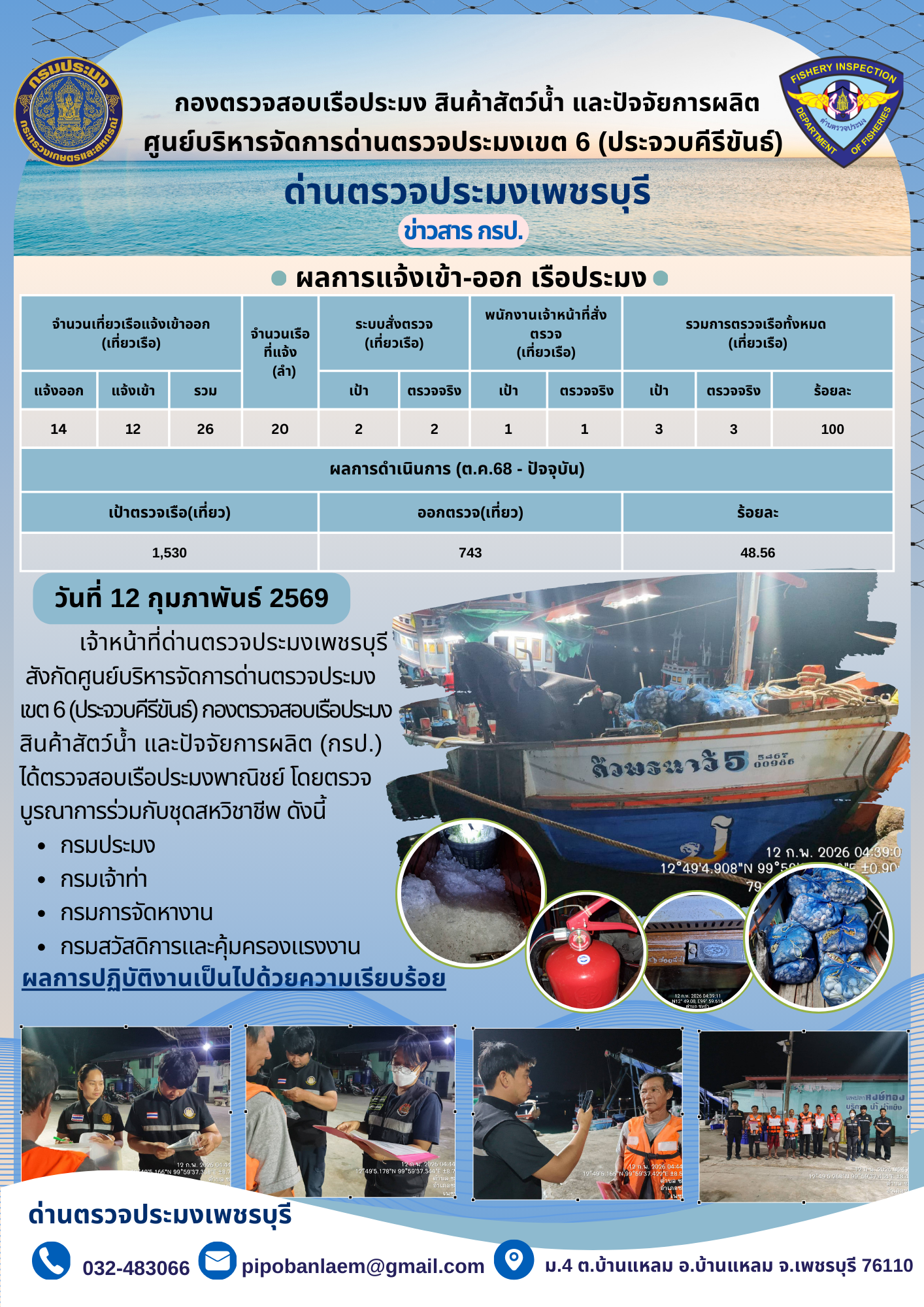 ข่าวประชาสัมพันธ์ ด่านตรวจประมงเพชรบุรี..คลิก