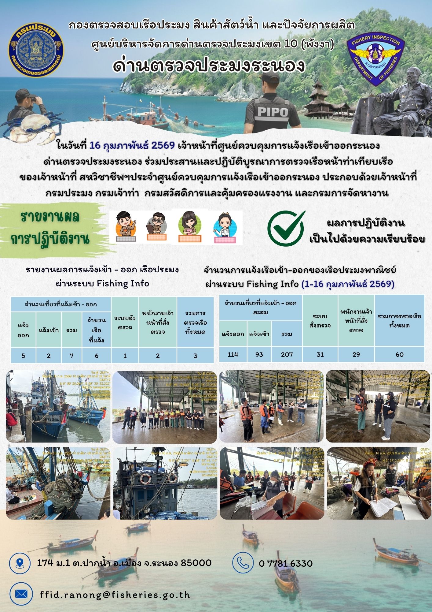 ตรวจสอบเรือประมงพาณิชย์ ณ ท่าเทียบเรือประมง
