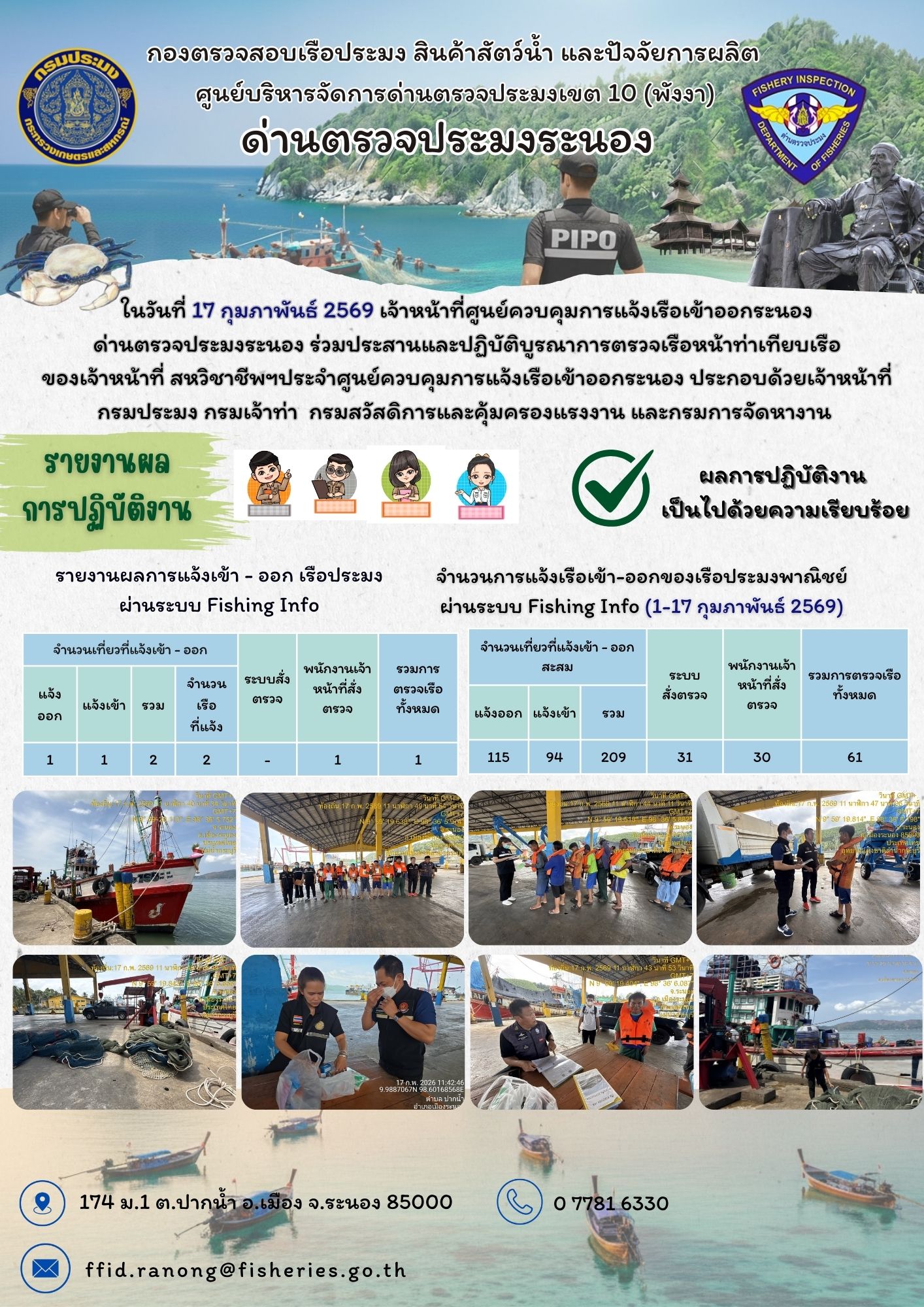 ตรวจสอบเรือประมงพาณิชย์ ณ ท่าเ