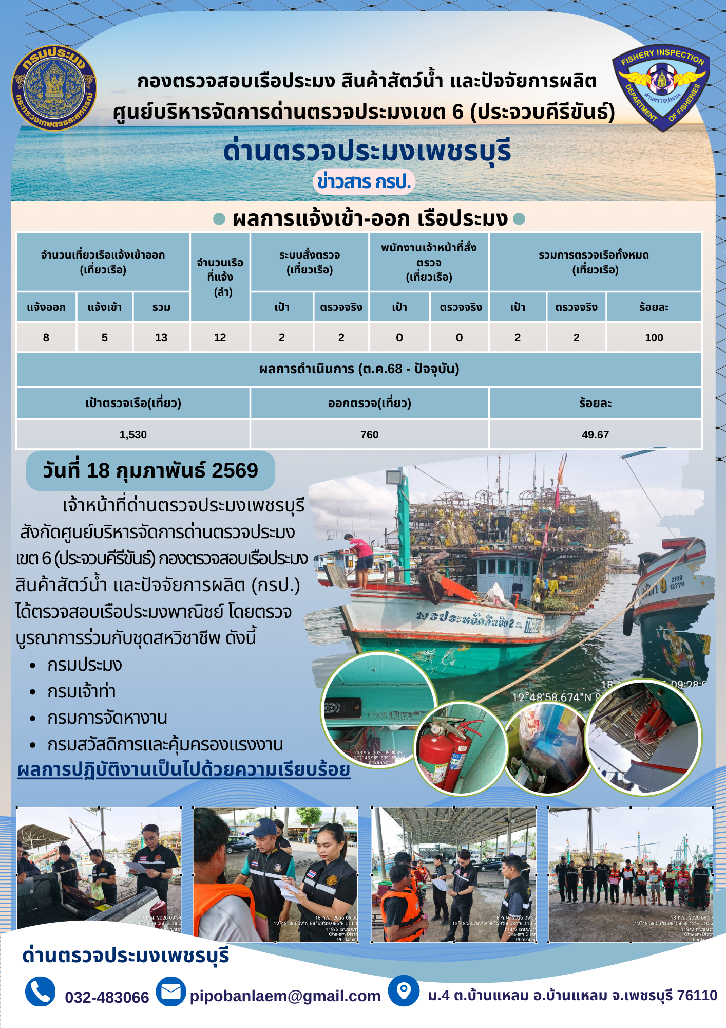 ข่าวประชาสัมพันธ์ ด่านตรวจประมงเพชรบุรี..คลิก