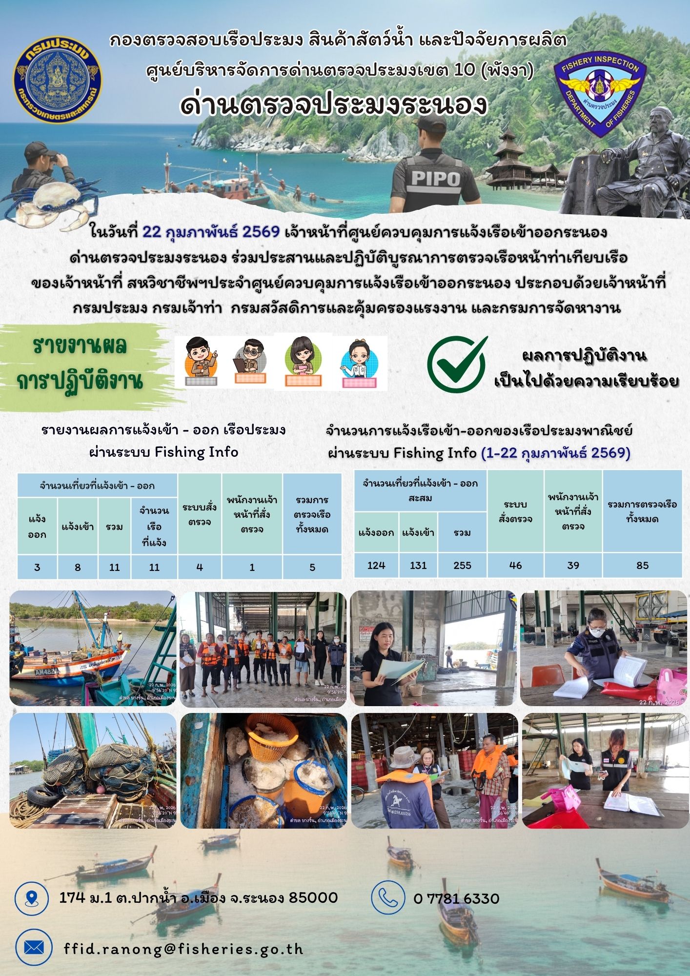 ตรวจสอบเรือประมงพาณิชย์ ณ ท่าเทียบเรือประมง