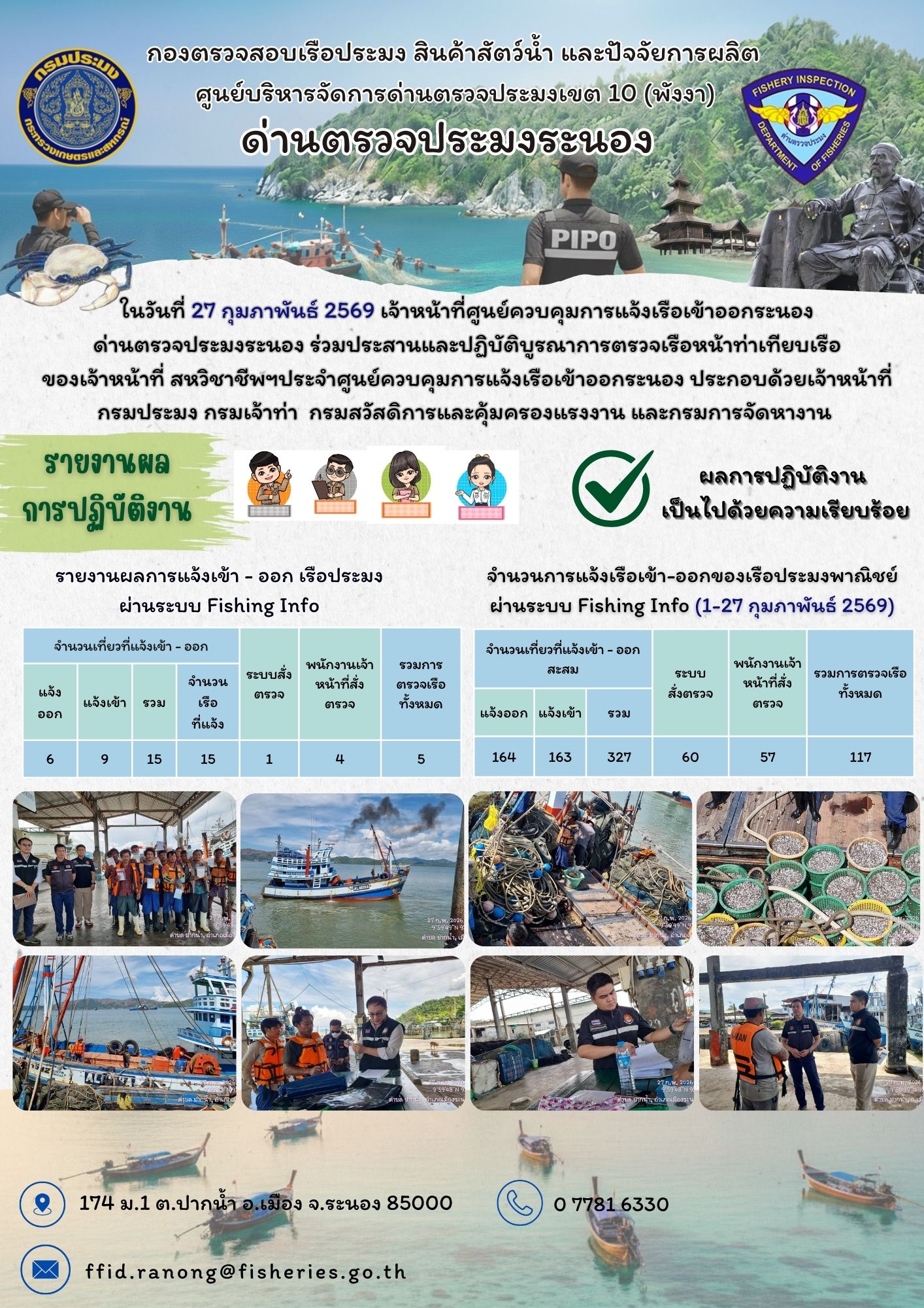 ตรวจสอบเรือประมงพาณิชย์ ณ ท่าเทียบเรือประมง..คลิก