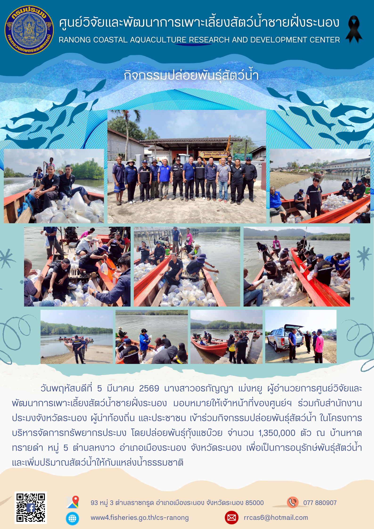 กิจกรรมปล่อยพันธ์สัตว์น้ำ..คลิก