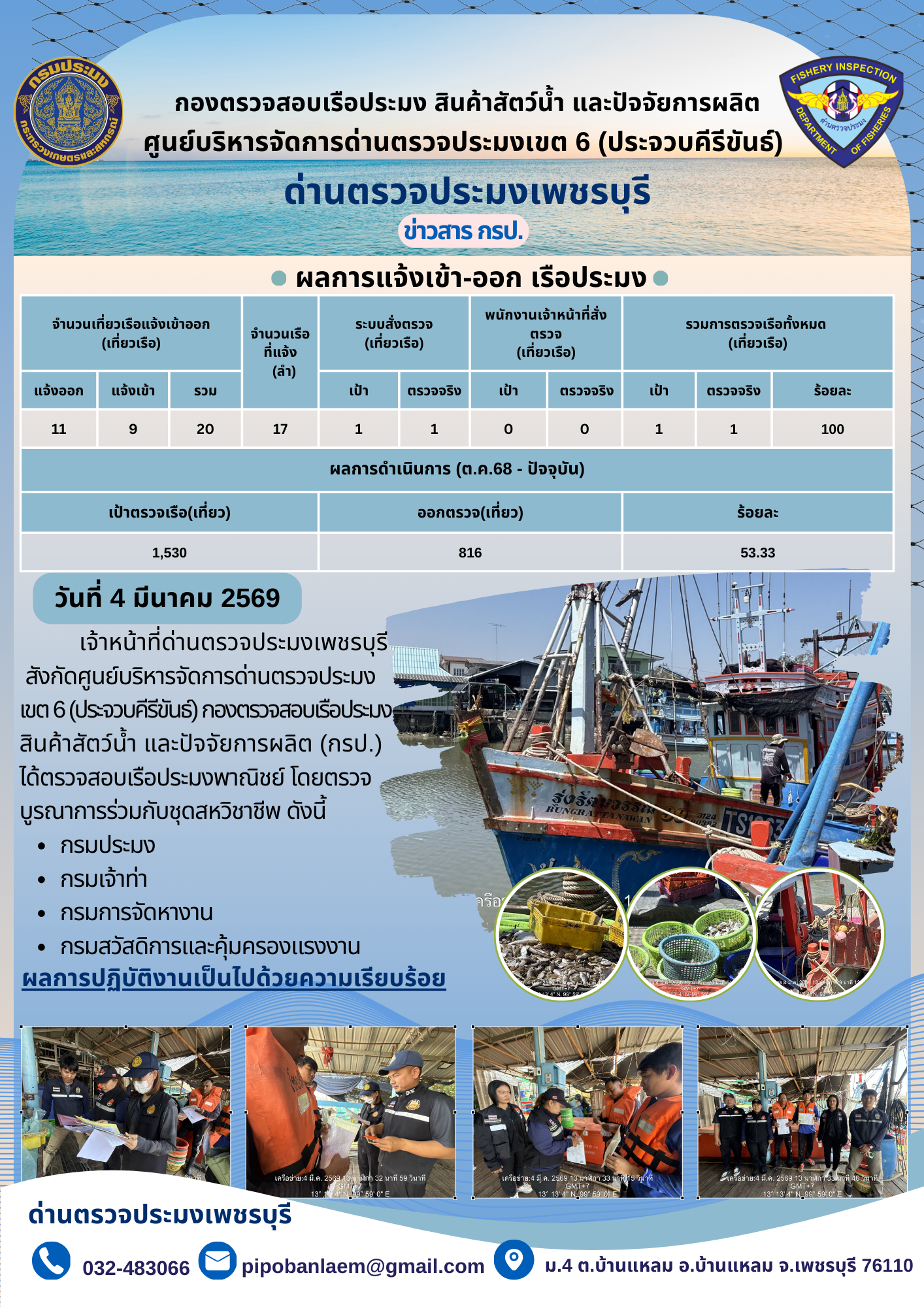 ข่าวประชาสัมพันธ์ ด่านตรวจประมงเพชรบุรี