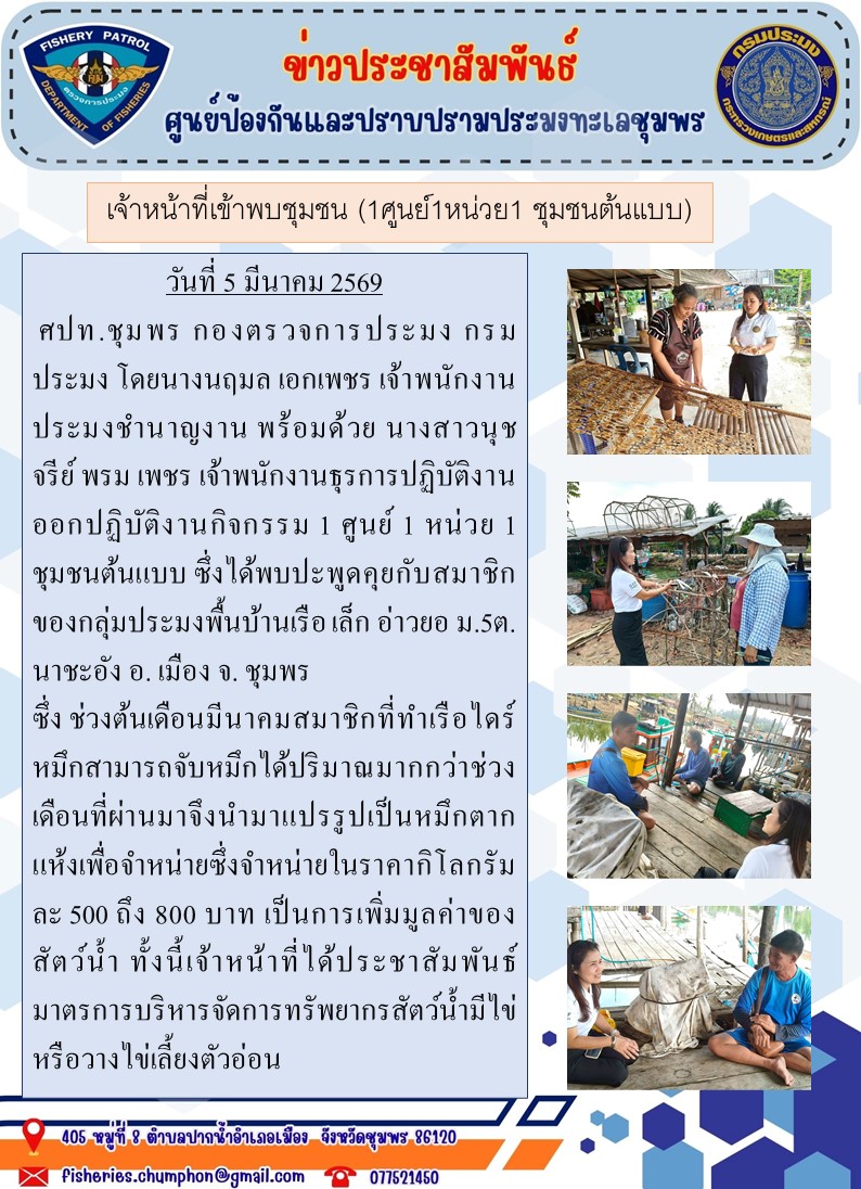 เจ้าหน้าที่เข้าพบชุมชน (1ศูนย์