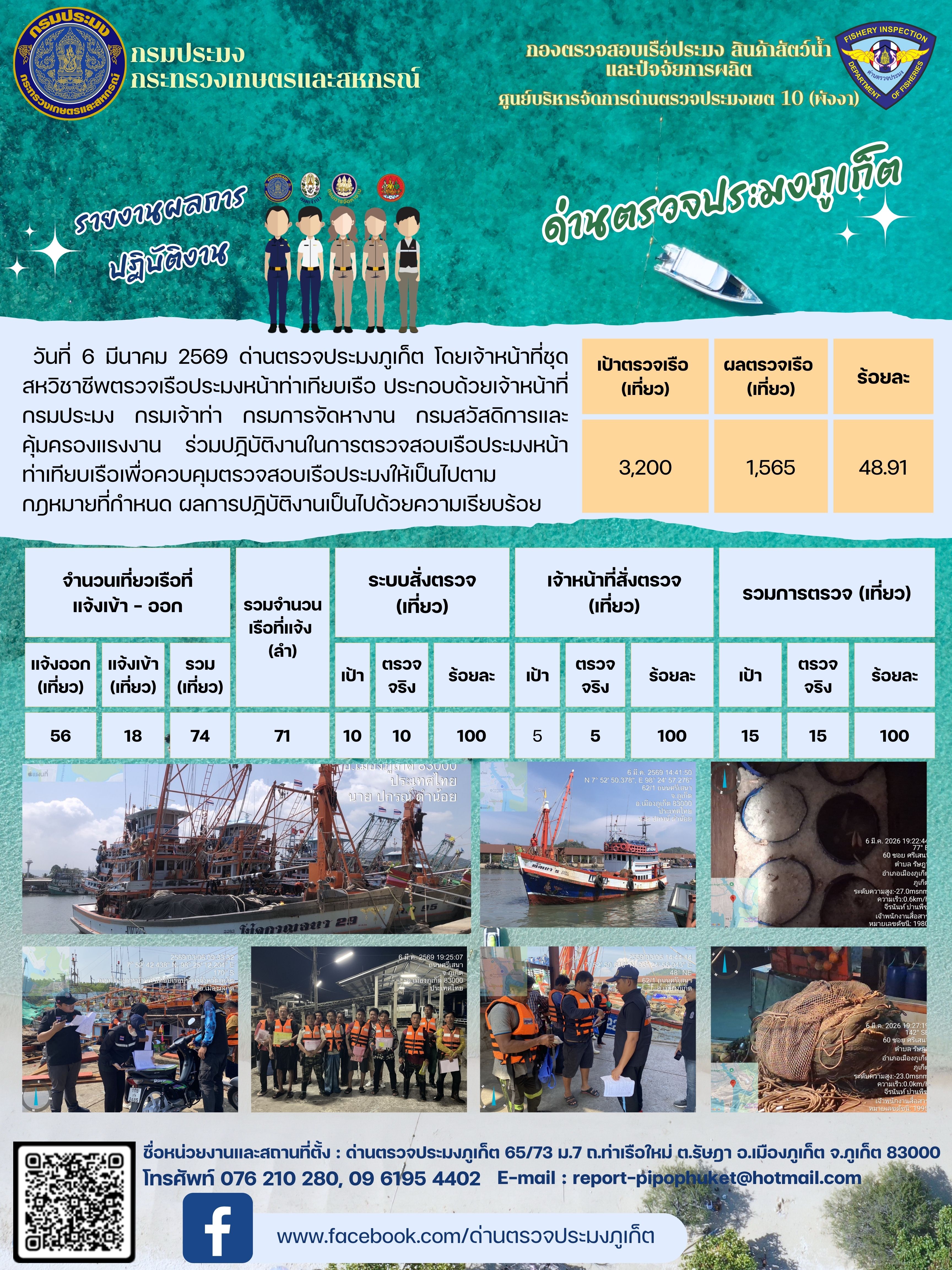 ข่าวประชาสัมพันธ์กิจกรรมการตรวจเรือประมงพาณิชย์แจ้งเข้า - ออก วันที่  06 มีนาคม 2569..คลิก