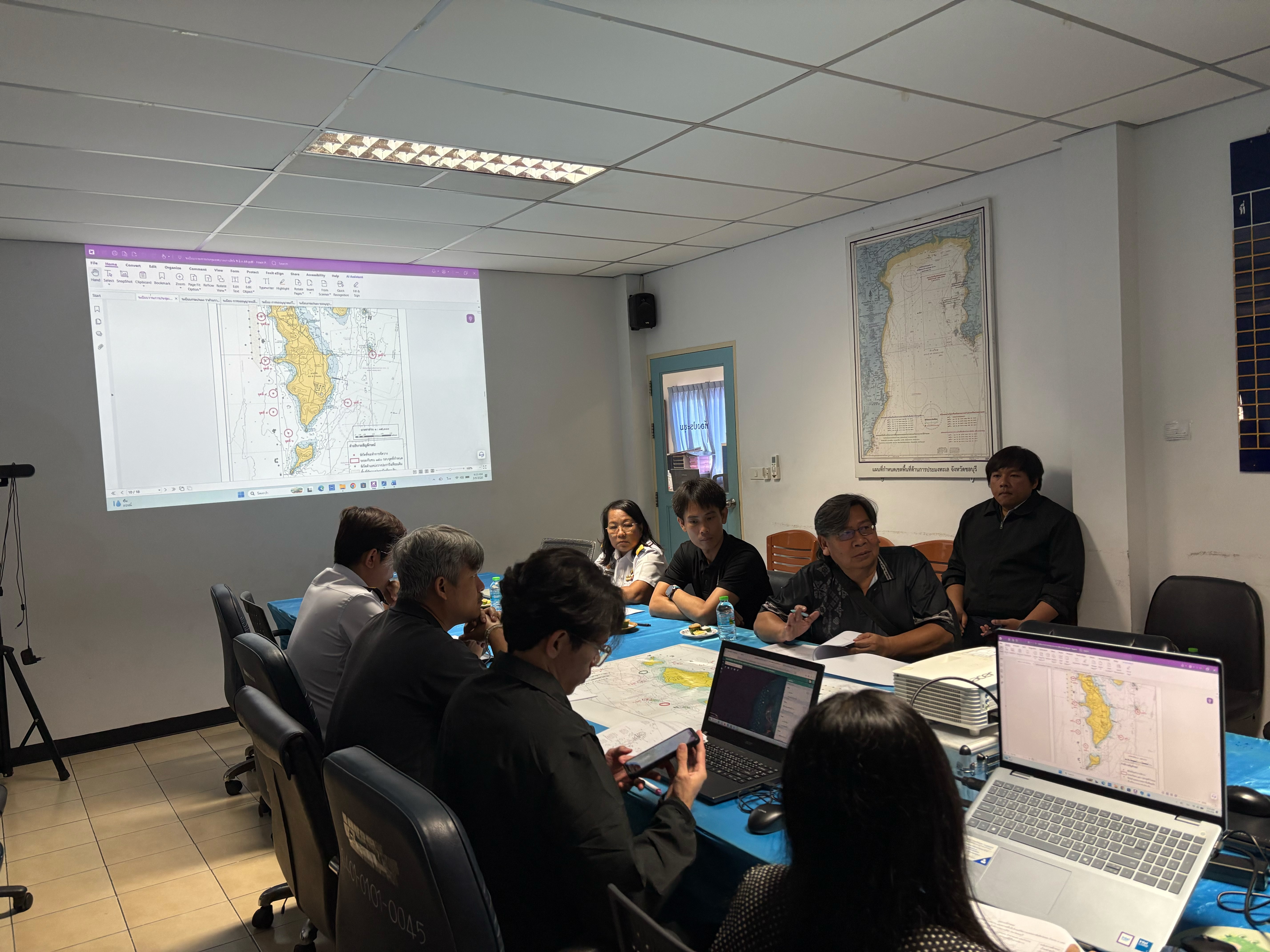 ประชุมหารือพิจารณาจุดพิกัดและพื้นที่ในการขออนุญาตจัดสร้างแหล่งอาศัยสัตว์ทะเล (ปะการังเทียม) จังหวัดชลบุรี