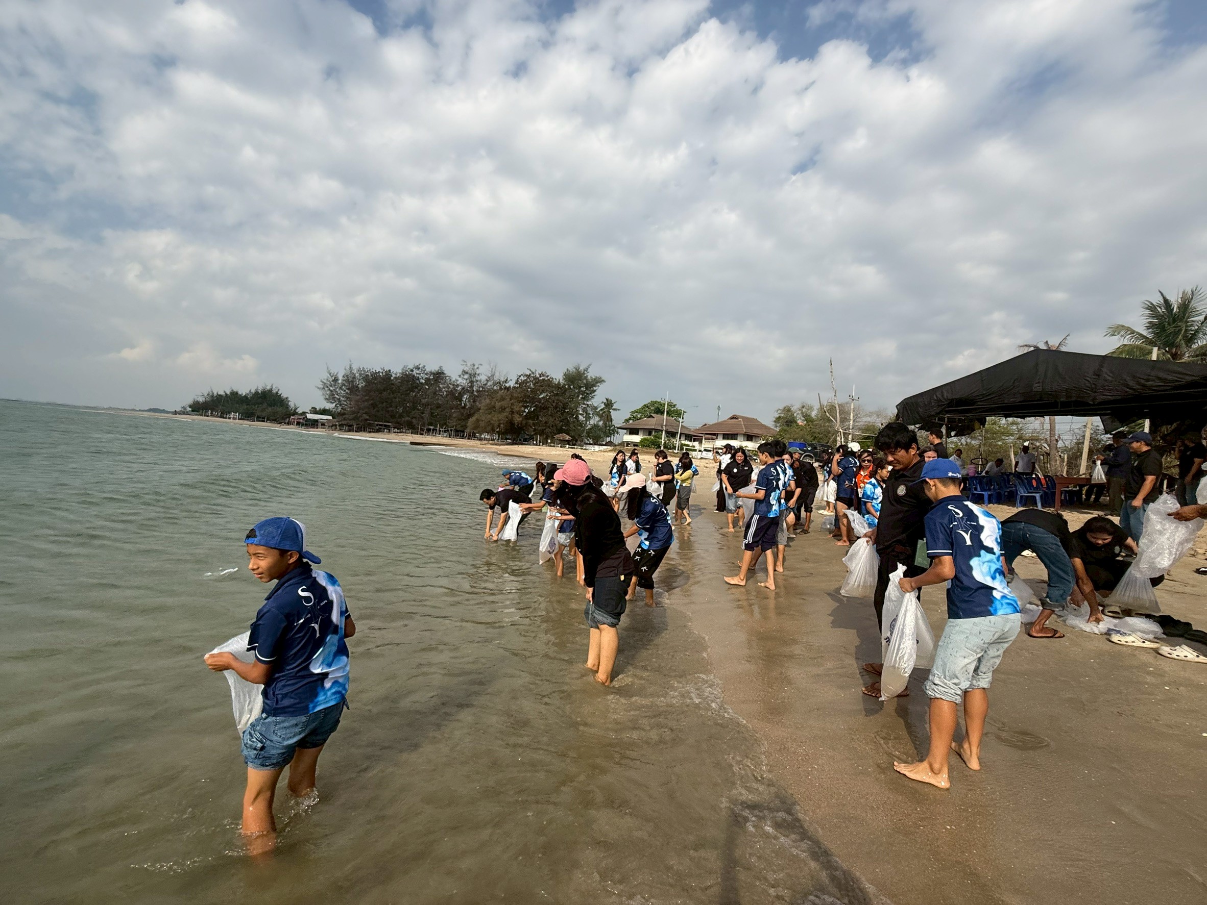 ปล่อยพันธุ์สัตว์น้ำภายใต้แผนงานยุทธศาสตร์การเกษตรสร้างมูลค่า (ปล่อยกุ้งกุลาดำ)