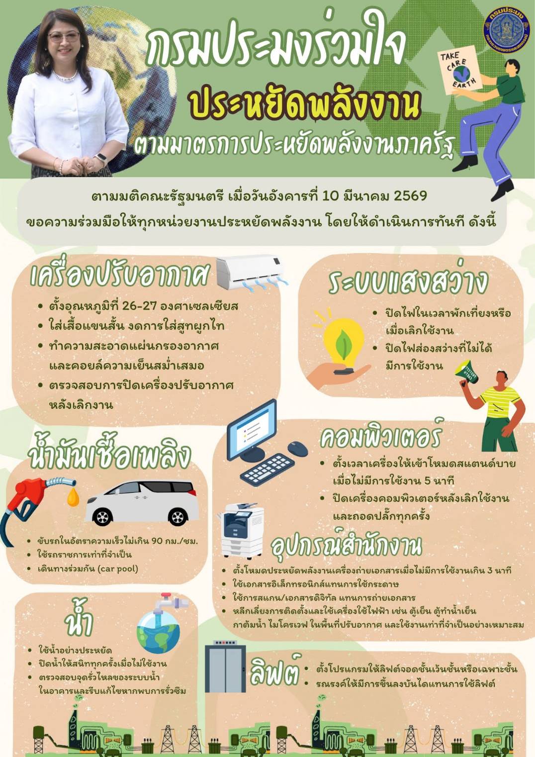 กรมประมงร่วมใจประหยัดพลังงาน ตามมาตรการประหยัดพลังงานภาครัฐ