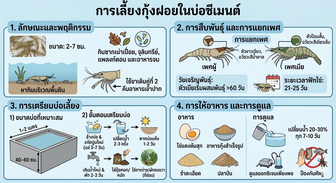 ถ่ายทอดองค์ความรู้เรื่องการเลี้ยงกุ้งฝอยในบ่อซีเมนต์ ให้แก่กลุ่มองค์กรชุมชนประมงท้องถิ่น กลุ่มวิสาหกิจชุมชนการท่องเที่ยวร้อยแก่งพันเกาะ