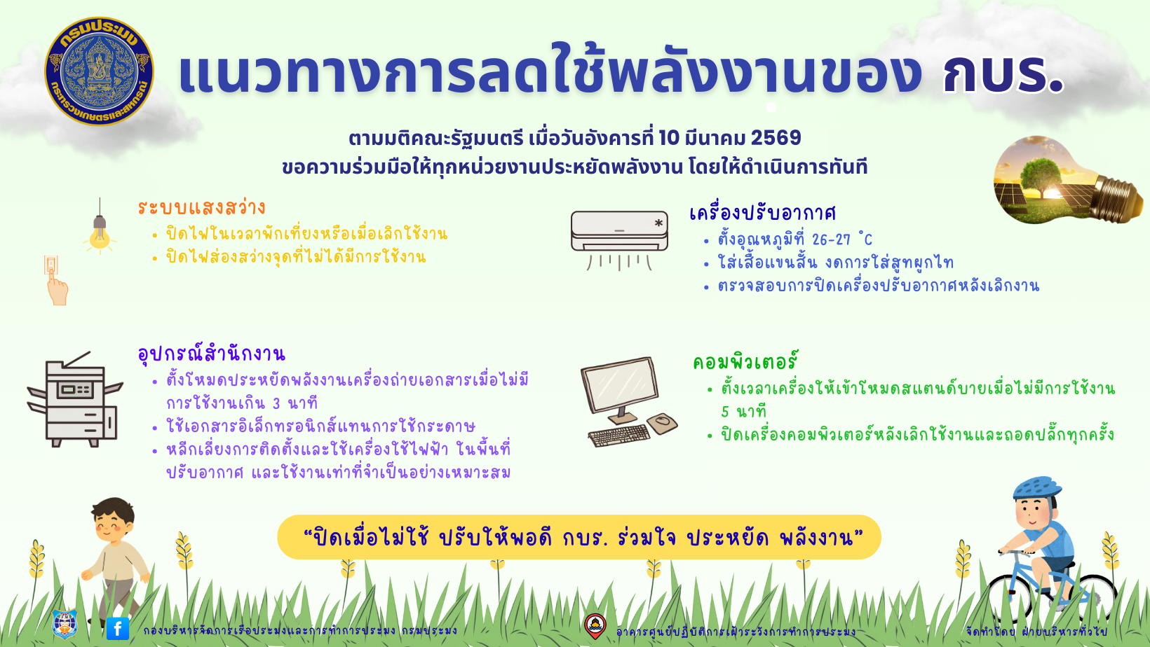 แนวทางการลดใช้พลังงานของ กบร.