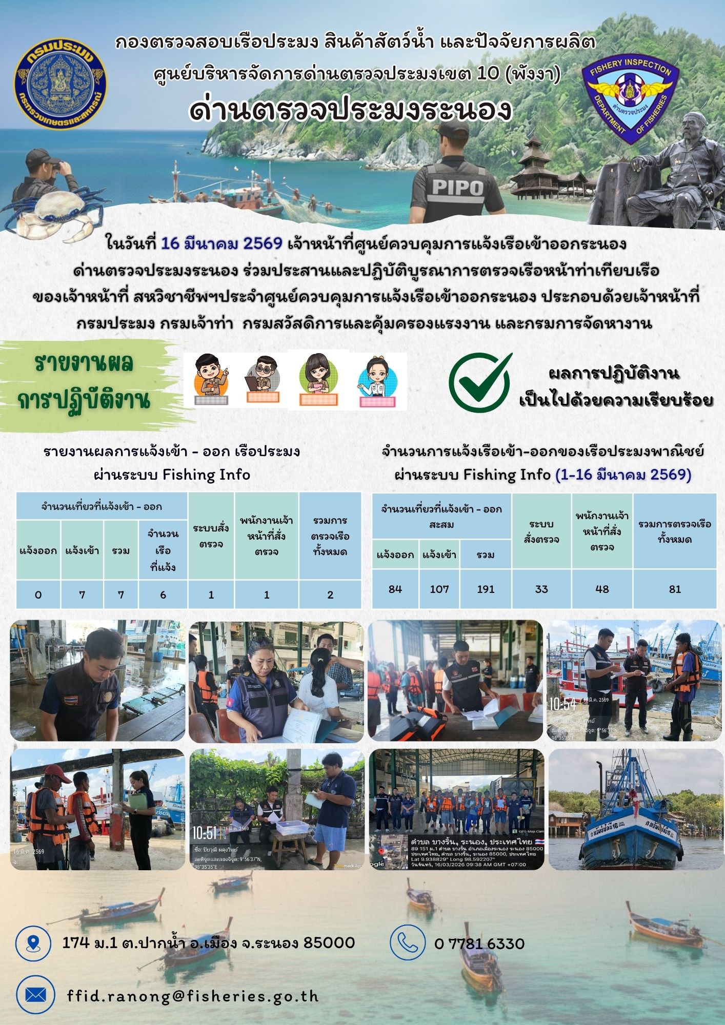 ตรวจสอบเรือประมงพาณิชย์ ณ ท่าเทียบเรือประมง