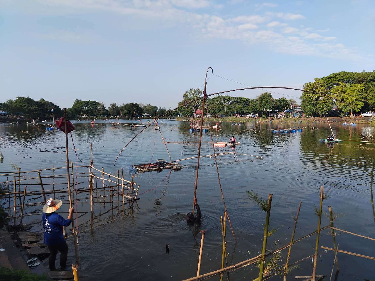 ติดตามการดำเนินกิจกรรมเปิดบ่อจับปลา (เพื่อเตรียมปล่อยพันธุ์สัตว์น้ำ) แหล่งน้ำบึงผลาญชัย บ้านโนนม่วง หมู่ 15 ตำบลโนนม่วง อำเภอนากลาง จังหวัดหนองบัวลำภู