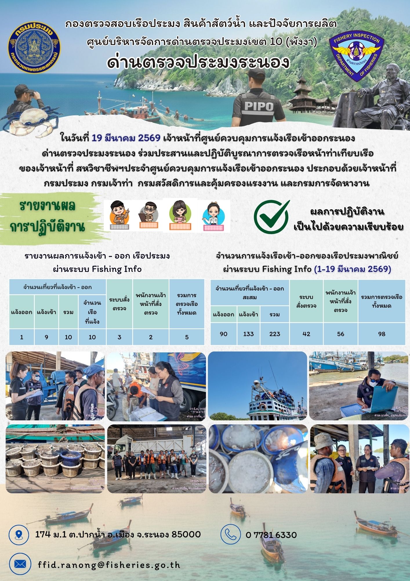 ตรวจสอบเรือประมงพาณิชย์ ณ ท่าเทียบเรือประมง