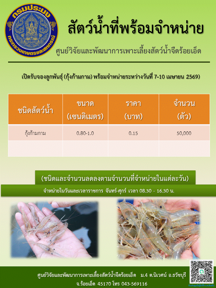 สัตว์น้ำพร้อมจำหน่าย และ เปิดร