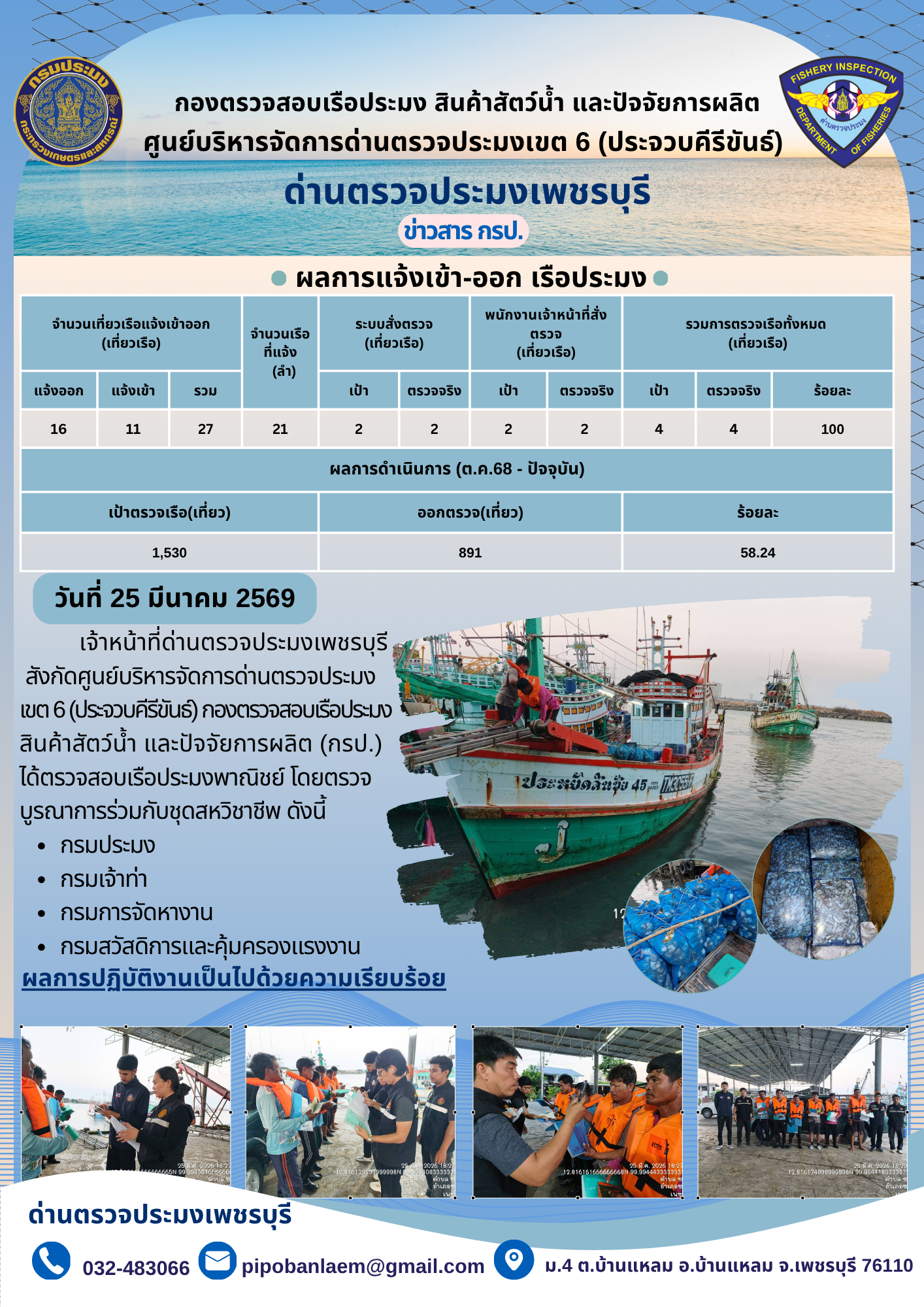 ข่าวประชาสัมพันธ์ ด่านตรวจประมงเพชรบุรี..คลิก