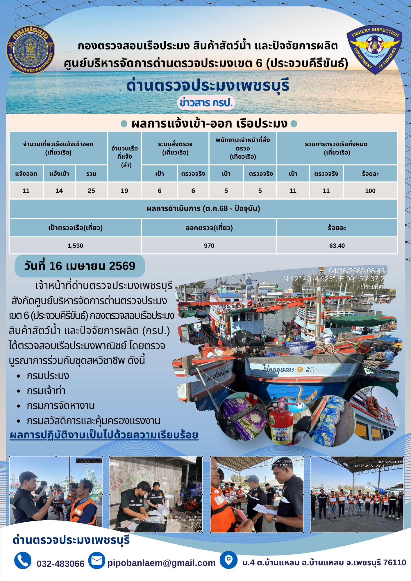ตรวจสอบเรือประมงพาณิชย์ ณ ท่าเ