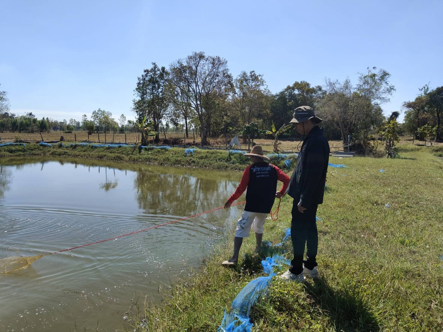 ลงพื้นที่สุ่มติดตามการเจริญเติบโตของ ต้นแบบการเลี้ยงกุ้งก้ามกราม..คลิก